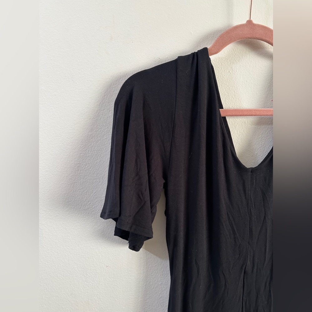 Z SUPPLY Flutter Sleeve Black Dress SIZE SMALL 2 4 All-Occasion Formal V-Neck - Picture 4 of 8